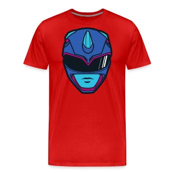Power Rangers Casque De Ranger Bleu Costume - T-shirt bio Premium Homme - rouge - Devant - Damien (186cm)