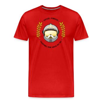Pompiers volontaires - T-shirt bio Premium Homme - rouge - Devant - Damien (186cm)