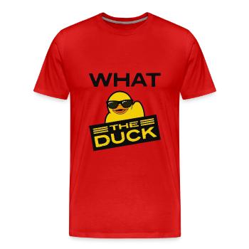What the Duck, Squeaky Duck, Rubber Ducky - Men's Premium Organic T-Shirt - red - Front - Damien (186cm)