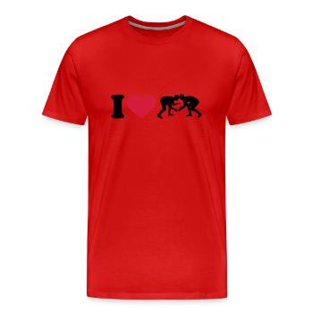 Ringen - Männer Premium Bio T-Shirt - Rot - Vorne - Damien (186cm)
