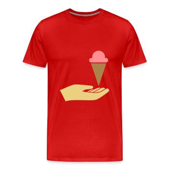 Hand reaches ice - Men's Premium Organic T-Shirt - red - Front - Damien (186cm)