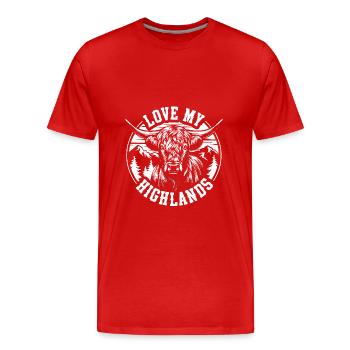 Love My Highlands - Highland Graphique et dicton - T-shirt bio Premium Homme - rouge - Devant - Damien (186cm)