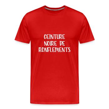ceinture noire de ronflements - T-shirt bio Premium Homme - rouge - Devant - Damien (186cm)