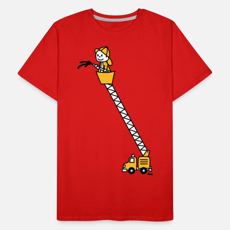 Feuerwehrmann mit Feuerwehrauto (c) Männer Premium Bio T-Shirt