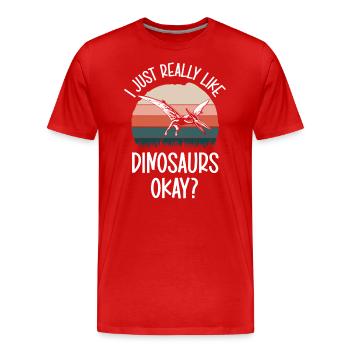 Dino Triceratops Rex Raptor - T-shirt bio Premium Homme - rouge - Devant - Damien (186cm)