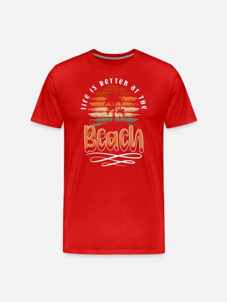 Plage Soleil Surf Sable - T-shirt bio Premium Homme - rouge