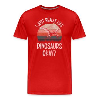 Dino T-Rex Archaeology Museum - Men's Premium Organic T-Shirt - red - Front - Damien (186cm)