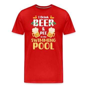Swimming Pool Sommer Erholung - Männer Premium Bio T-Shirt - Rot - Vorne - Damien (186cm)