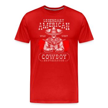 Wild West USA Cowboy Boots - Men's Premium Organic T-Shirt - red - Front - Damien (186cm)