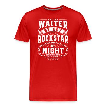 Serveur Restaurant Nourriture Cocktail - T-shirt bio Premium Homme - rouge - Devant - Damien (186cm)