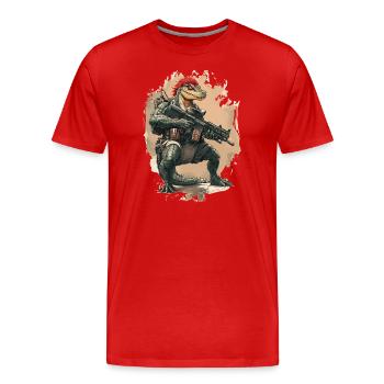 Crocodile AR15 Tir à la carabine Shooter - T-shirt bio Premium Homme - rouge - Devant - Damien (186cm)