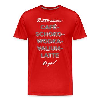 Cafe-Schoko-Wodka-Valium-Latte - Männer Premium Bio T-Shirt - Rot - Vorne - Damien (186cm)