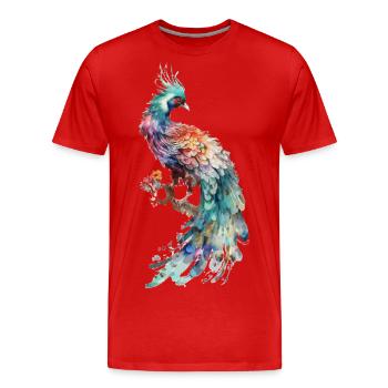 Aquarell-Vogel - Männer Premium Bio T-Shirt - Rot - Vorne - Damien (186cm)