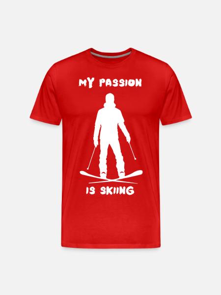 My passion is Skiing - Männer Premium Bio T-Shirt - Rot