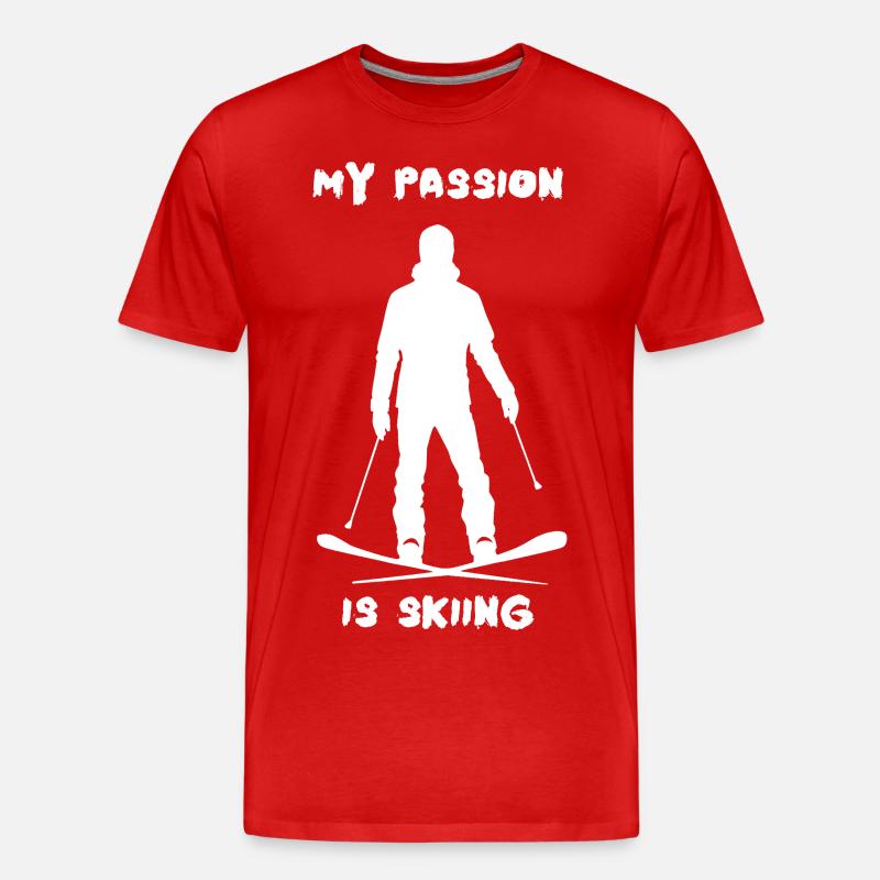 My passion is Skiing - Männer Premium Bio T-Shirt - Rot