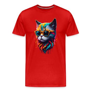 Niedliche Katze - Männer Premium Bio T-Shirt - Rot - Vorne - Damien (186cm)
