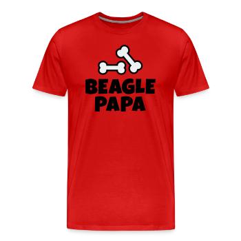 Beagle Papa - Männer Premium Bio T-Shirt - Rot - Vorne - Damien (186cm)