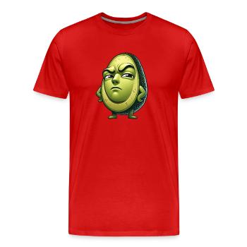 Sceptique Avocat Dessin animé Ironique Drôle - T-shirt bio Premium Homme - rouge - Devant - Damien (186cm)