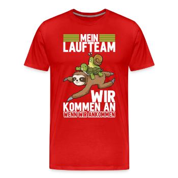 Joggen Sport Lustiger Spruch - Männer Premium Bio T-Shirt - Rot - Vorne - Damien (186cm)
