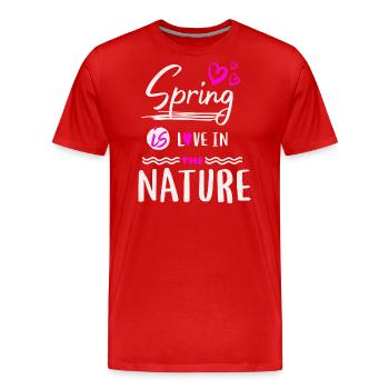 Le printemps, c’est l’amour dans la nature - T-shirt bio Premium Homme - rouge - Devant - Damien (186cm)