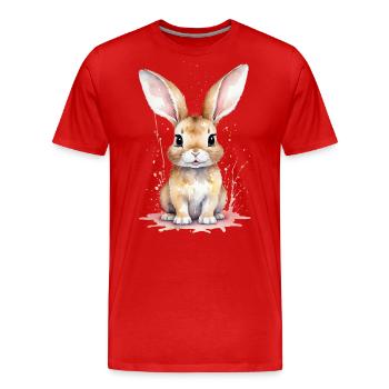Ein Aquarell-Kawaii-Hase bringt dein Herz zum Schmelzen - Männer Premium Bio T-Shirt - Rot - Vorne - Damien (186cm)