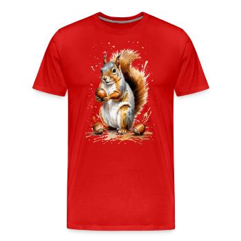 Eichhörnchen mit Eichel - Autumn Delight - Männer Premium Bio T-Shirt - Rot - Vorne - Damien (186cm)