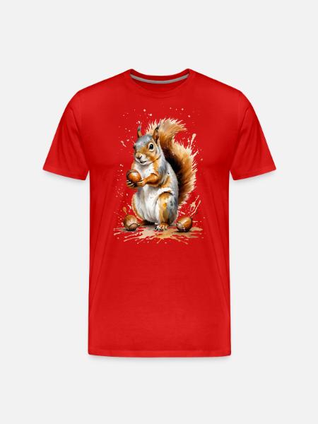 Squirrel with Acorn - Autumn Delight - Men's Premium Organic T-Shirt - red