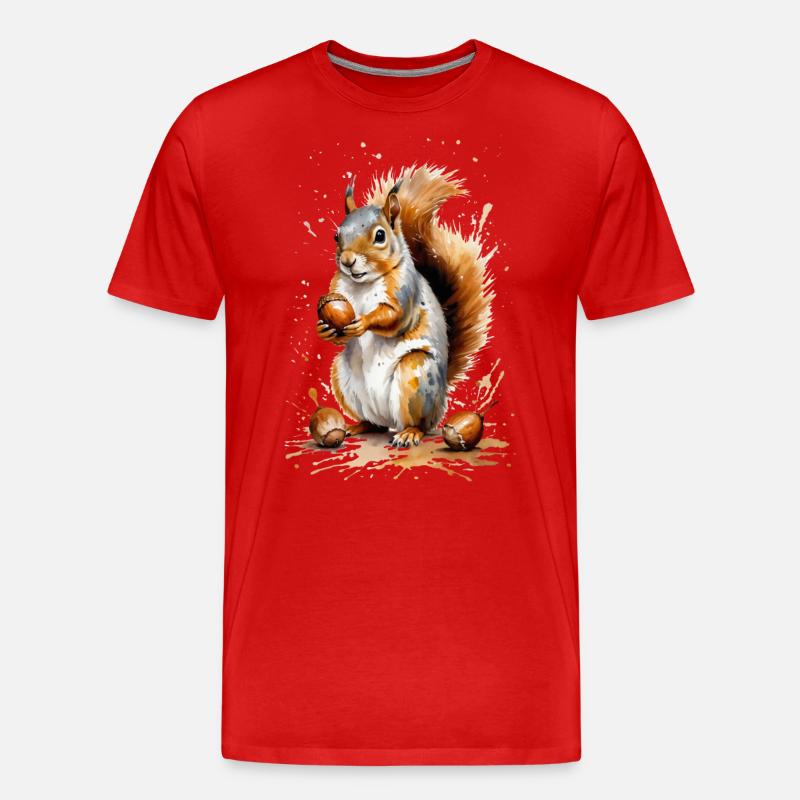 Eichhörnchen mit Eichel - Autumn Delight - Männer Premium Bio T-Shirt - Rot
