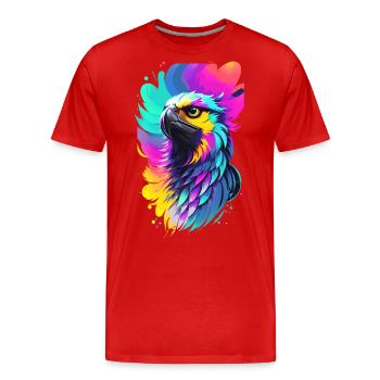 Colorful eagle in splash art style - Men's Premium Organic T-Shirt - red - Front - Damien (186cm)