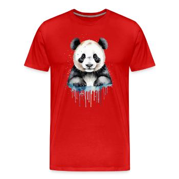 Verspieltes Panda Aquarell - Männer Premium Bio T-Shirt - Rot - Vorne - Damien (186cm)