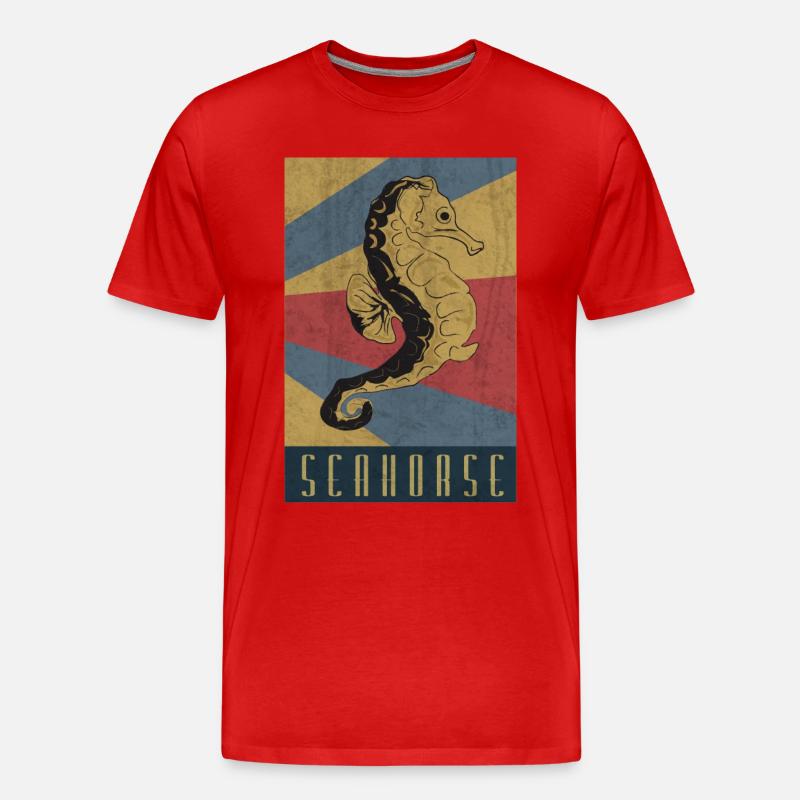 Seepferdchen Retro Seepferd Geschenk - Männer Premium Bio T-Shirt - Rot