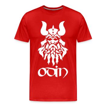 Norse God Odin (white) - Men's Premium Organic T-Shirt - red - Front - Damien (186cm)