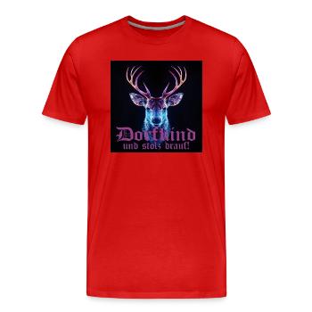 Cerf pour les fiers enfants du village Fête du village costume traditionnel - T-shirt bio Premium Homme - rouge - Devant - Damien (186cm)