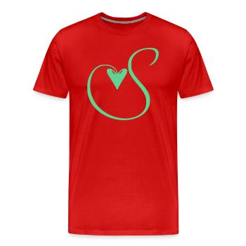 Monogram S Heart Vine - Men's Premium Organic T-Shirt - red - Front - Damien (186cm)