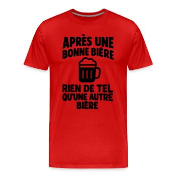 Après Une Bonne Bière Humour - T-shirt bio Premium Homme - rouge - Devant - Damien (186cm)
