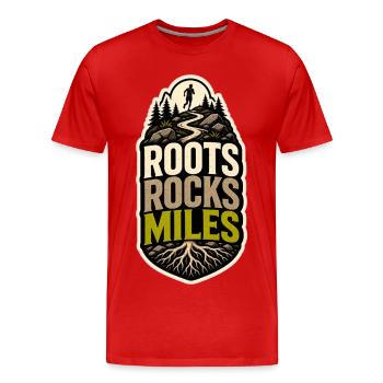 RACINES ROCHES MILES - T-shirt bio Premium Homme - rouge - Devant - Damien (186cm)