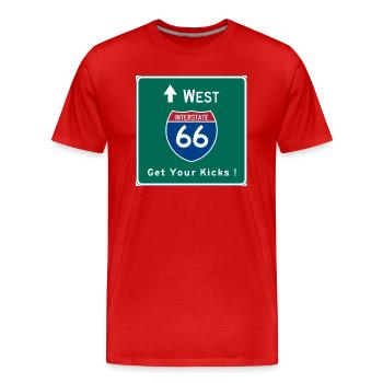 Route 66 Tee Shirt - Men's Premium Organic T-Shirt - red - Front - Damien (186cm)