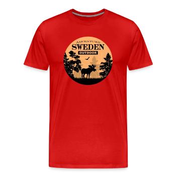 Moose - Sweden Adventure - Männer Premium Bio T-Shirt - Rot - Vorne - Damien (186cm)
