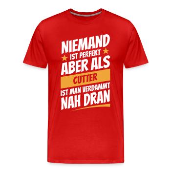 Niemand ist perfekt - Cutter - Spruch - Männer Premium Bio T-Shirt - Rot - Vorne - Damien (186cm)