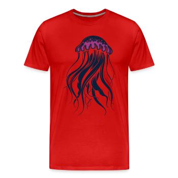 Flotter et briller, méduse avec des tentacules - T-shirt bio Premium Homme - rouge - Devant - Damien (186cm)