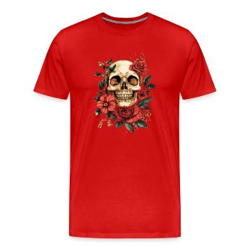 Memento Mori Skull Schädel Totenkopf - Men's Premium Organic T-Shirt - red - Front - Damien (186cm)