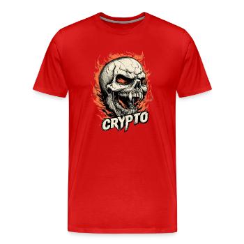 Crypto Skull Bitcoin XRP BTC - Men's Premium Organic T-Shirt - red - Front - Damien (186cm)