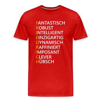 Friedrich Name Geschenk - Männer Premium Bio T-Shirt - Rot - Vorne - Damien (186cm)