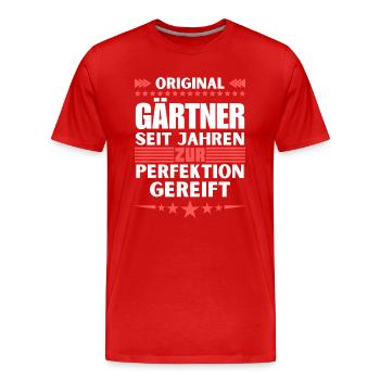 Gardeners matured to perfection - Men's Premium Organic T-Shirt - red - Front - Damien (186cm)