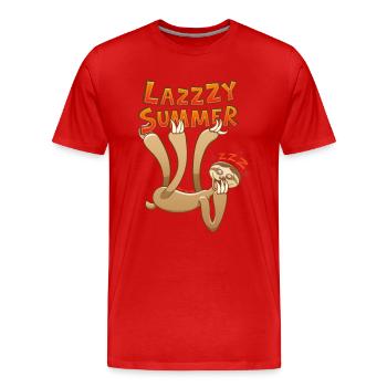 Sleepy sloth yawning and enjoying a lazy summer - Men's Premium Organic T-Shirt - red - Front - Damien (186cm)