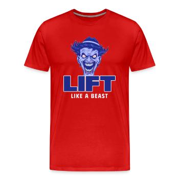 Lift Like A Beast - Men's Premium Organic T-Shirt - red - Front - Damien (186cm)