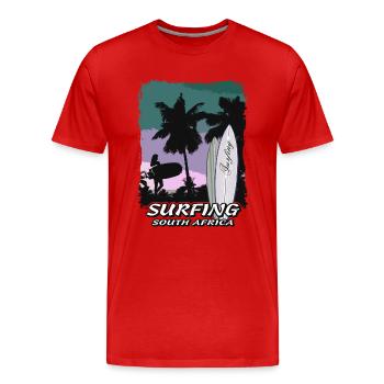 South Africa - Beach - Surfing - Surfer - Männer Premium Bio T-Shirt - Rot - Vorne - Damien (186cm)