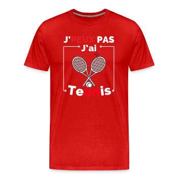 J peux pas j ai Tennis - T-shirt bio Premium Homme - rouge - Devant - Damien (186cm)
