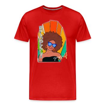 RESPECT - Femme Noire - Rétro - T-shirt bio Premium Homme - rouge - Devant - Damien (186cm)