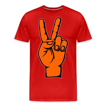 Symbole de victoire de la paix Helloween - T-shirt bio Premium Homme - rouge - Devant - Damien (186cm)